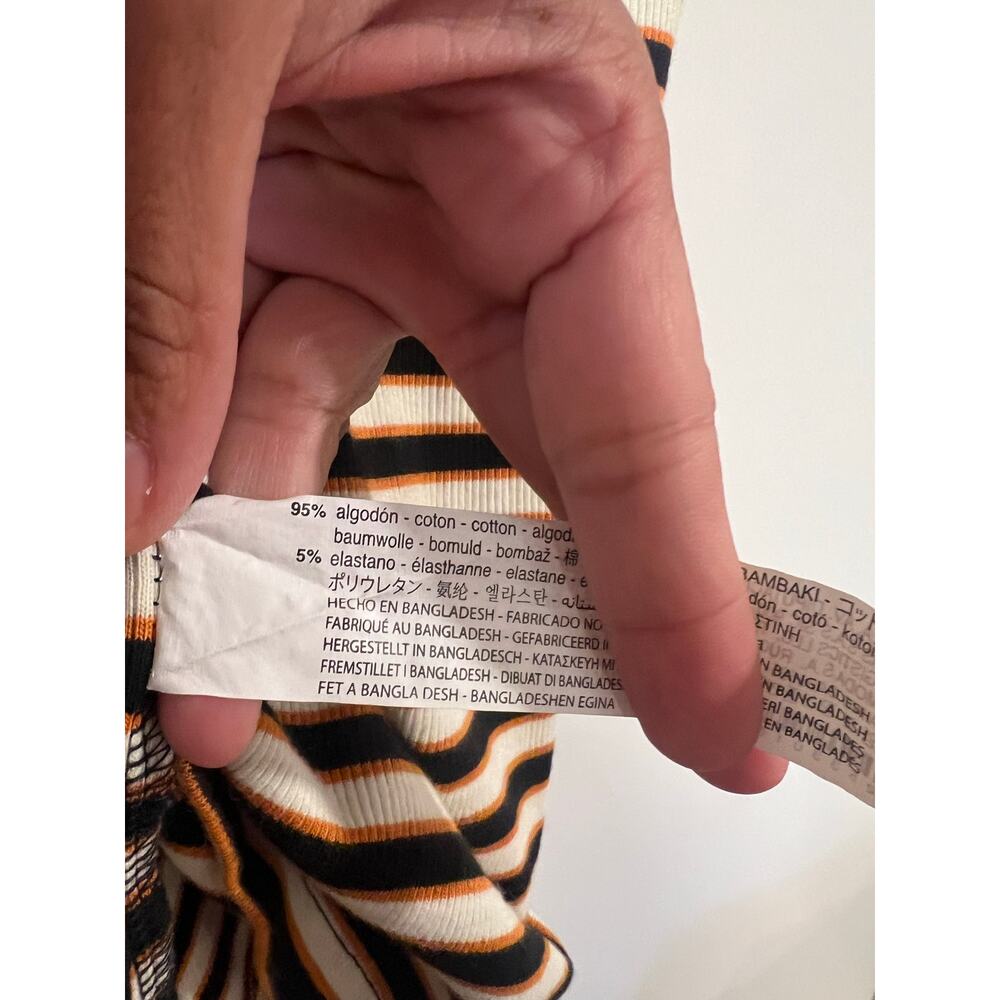 Zara Striped Polo Mini Dress - Jey Aesthetic Essential Y2K Cream Orange Black S - Picture 6 of 6